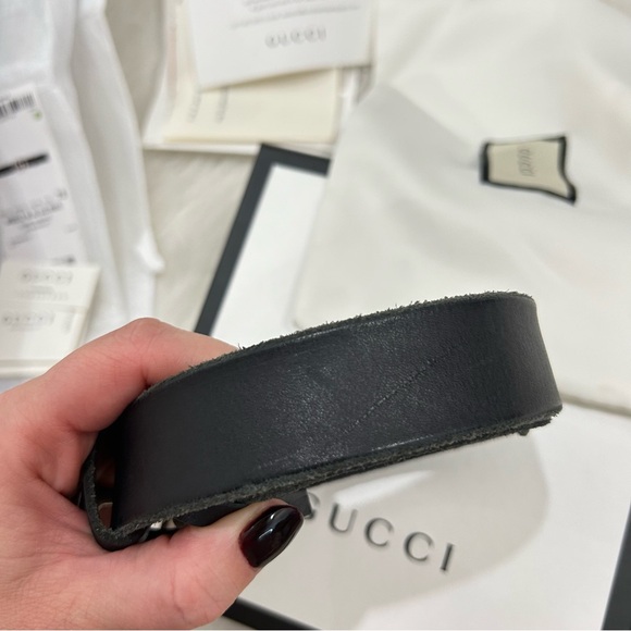 GUCCI Marmont Black/Silver Logo Belt 75 - Picture 11 of 12